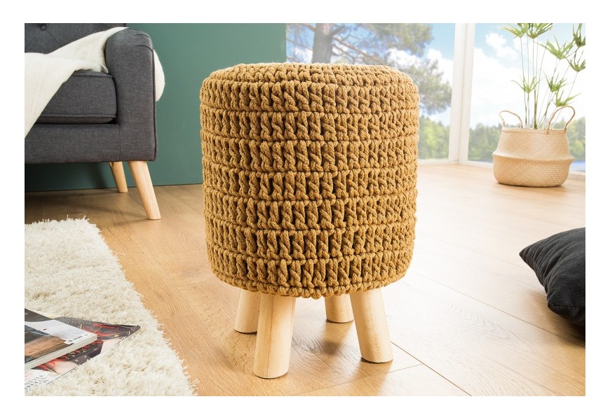 Designová moderní taburetka Stool 41cm hořčicová