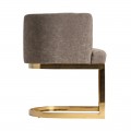 Designové art-deco křeslo židle Betliar se zlatou podstavou a hnědě šedým potahem 76cm