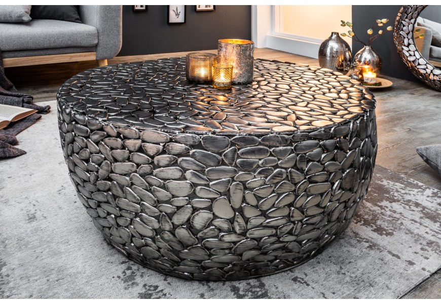 Extravagantní stříbrný kovový konferenční stolek Riverstone
