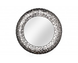 Art-deco kruhov&eacute; n&aacute;stěnn&eacute; zrcadlo Riverstone ve stř&iacute;brn&eacute; barvě 82cm