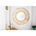 Art deco kulaté nástěnné zrcadlo Euphoria se zlatým kovovým rámem s geometrickým vzorem a hladkým lesklým povrchem 85 cm