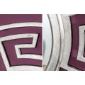 Art deco kulaté nástěnné zrcadlo Euphoria se stříbrným kovovým rámem s geometrickým řeckým vzorem 85 cm