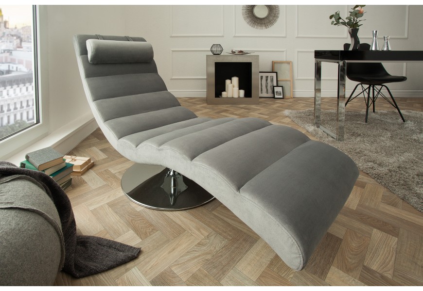 Luxusní křeslo RELAX šedý samet