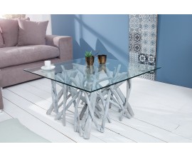 Designový originální konferenční stolek Driftwood 80cm šedá