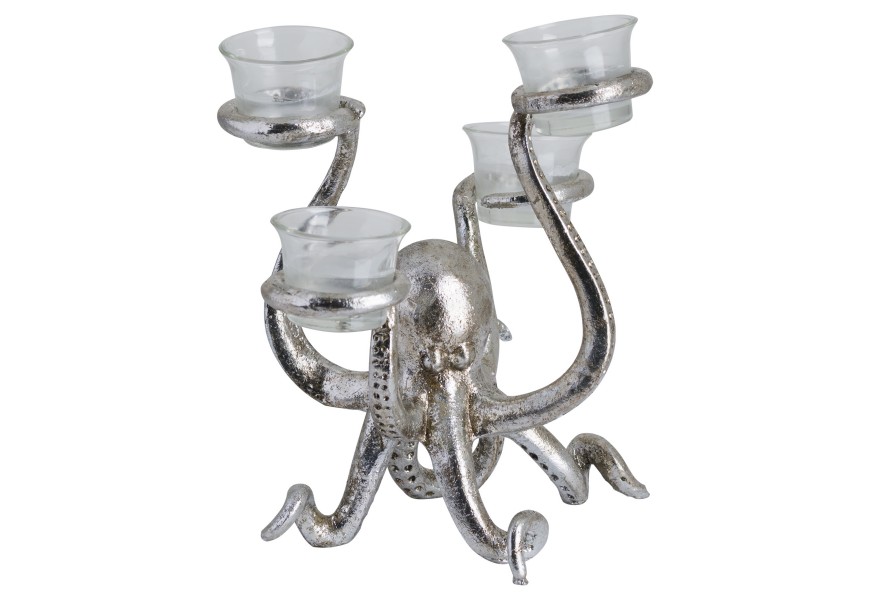 Antique Silver Octupus Tealight Holder