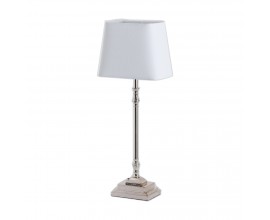 Chrome Table Lamp With White Linen Shade