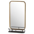 Antique Bronze Industrial Curved Mirror With Shelf