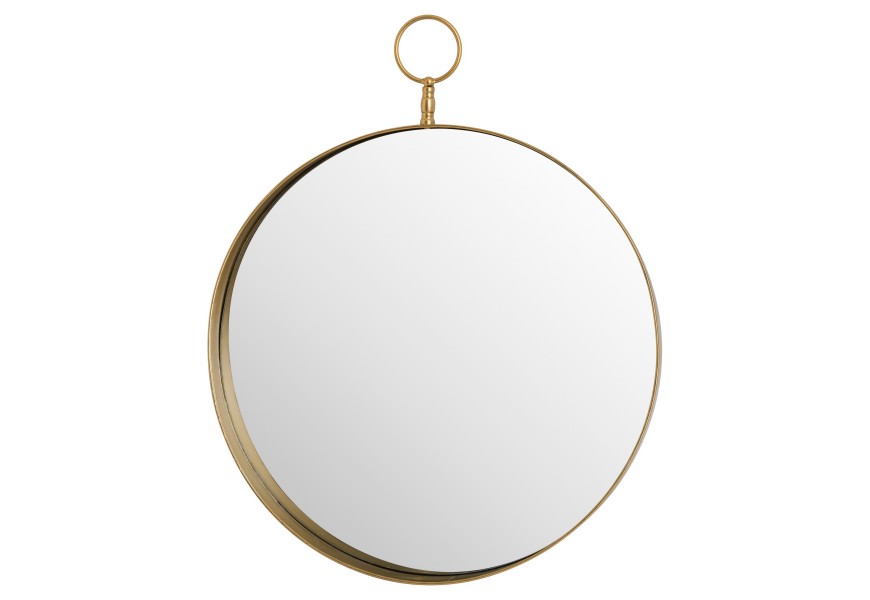 Antique Bronze Large Circular Mirror With Decorative Loop