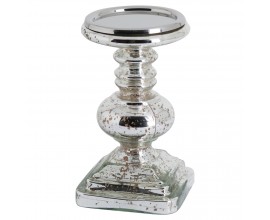 Silver Metallic Glass Candle Holder
