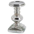 Silver Metallic Glass Candle Holder
