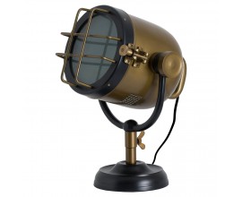 Industriální stolní lampa Spotlight mosazná / černá