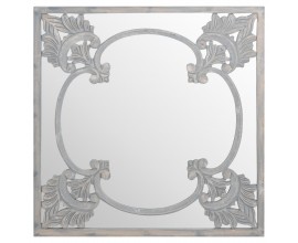 Elaborate Hand Carved Grey Painted Mirror