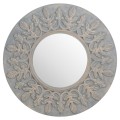 Grey Painted Fleur De Lis Round hand carved Mirror