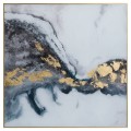 Marble Effect Gray And Gold Glass Image With Frame