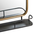 Antique Bronze Industrial Curved Mirror With Shelf