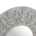Grey Painted Fleur De Lis Round hand carved Mirror