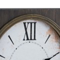 Stylové vintage obdélníkové nástěnné hodiny s oválným ciferníkem a hnědým dřevěným rámem s římskými číslicemi 70 cm