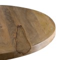 Designový industriální kulatý barový stůl Franklin s masivní hnědou deskou a černou kovovou nohou 98 cm