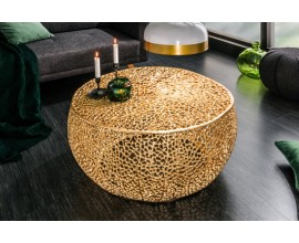 Kulatý kovový konferenční stolek Hoja zlatý 80cm