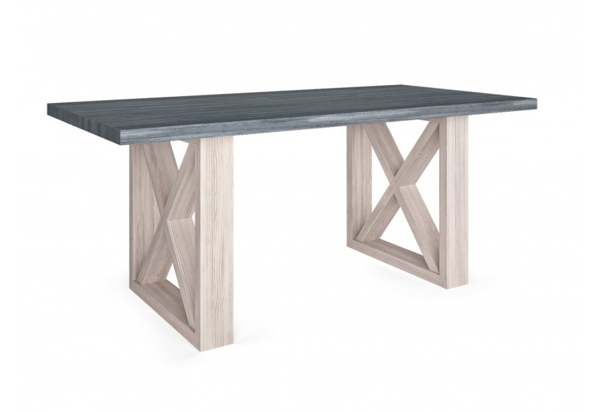 Exkluzivní jídelní stůl Alborán z masivního dřeva s zkříženýma nohama