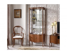 Luxusní rustikální vitrína Rustica prosklená zdobená vyřezáváním 78cm