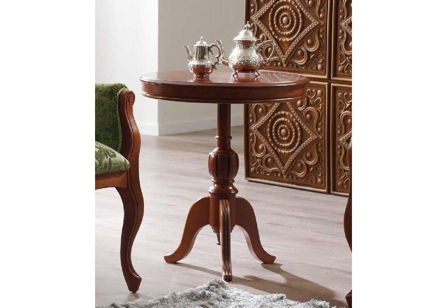 Luxusní kulatý rustikální příruční stolek CASTILLA v klasickém stylu
