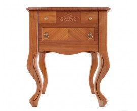 Luxusní rustikální noční stolek CASTILLA II se dvěma zásuvkami zdobený intarzií