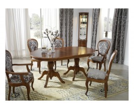 Luxusní vyřezávaný rustikální oválny rozkládací jídelní stůl CASTILLA Chippendale II 180-240cm pro 6 osob