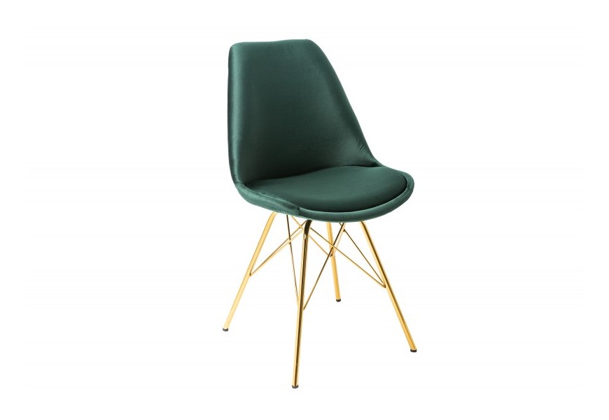 Designová židle Scandinavia samet tmavě zelená