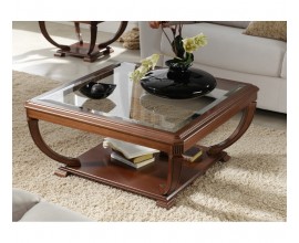 Luxusní rustikální čtvercový konferenční stolek RUSTICA I prosklený 60-90cm