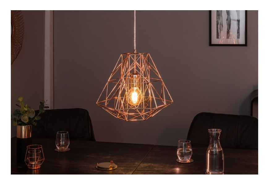 Designová závěsná lampa Mira růžově zlatá