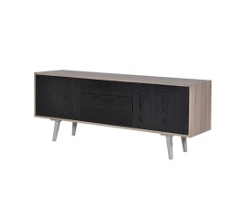Moderní dřevěný televizní stolek Leniar I na nohách černo-hnědý 150 cm