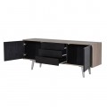 Moderní dřevěný televizní stolek Leniar I na nohách černo-hnědý 150 cm