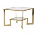 Jedinečný art-deco příruční stolek Orenette ze skla a zlatého kovového rámu 65cm