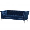 Art-Deco sedačka Pellia Azul se sametovým čalouněním v indigo modré 206 cm