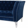 Art-Deco sedačka Pellia Azul se sametovým čalouněním v indigo modré 206 cm