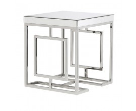 Art-deco zrcadlový příruční stolek Ismay v bílé barvě 49cm