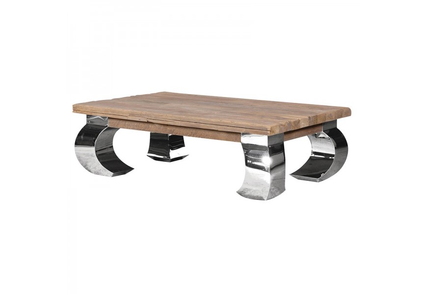 Industriální luxusní obdélníkový konferenční stolek Karlotta hnědý 140 cm