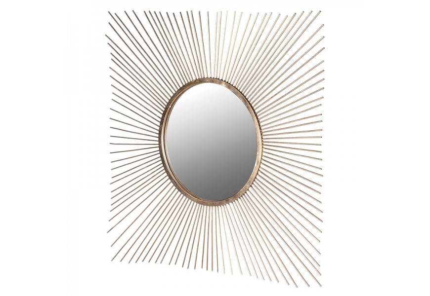 Luxusní art-deco zrcadlo se zlatým rámem ve tvaru paprsků Janina 130cm