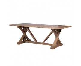 Venkovský luxusní jídelní stůl Karlotta z dřevěného masivu světlehnědý 220 cm
