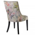 Moderní vintage jídelní židle Pruitt v béžové barvě s květovým designem a vysokou opěrkou 102cm