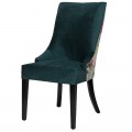 Stylová vintage jídelní židle Pruitt se zeleným čalouněním a květovým designem