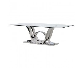 Art-deco luxusní jídelní stůl Shantay ze skla a kovu 240 cm