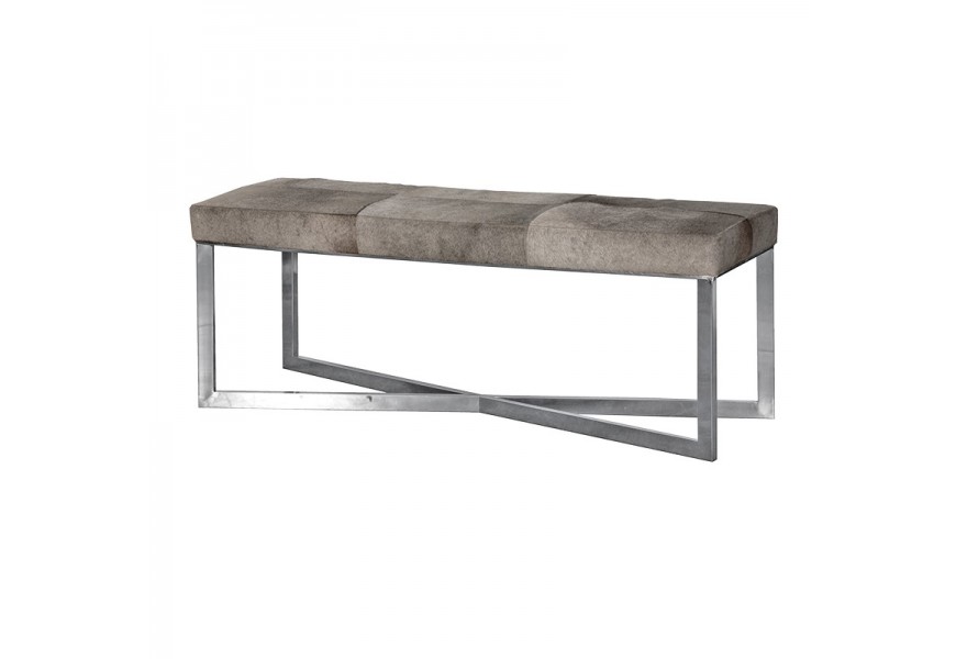 Art-deco luxusní obdélníková lavice Tallys šedá