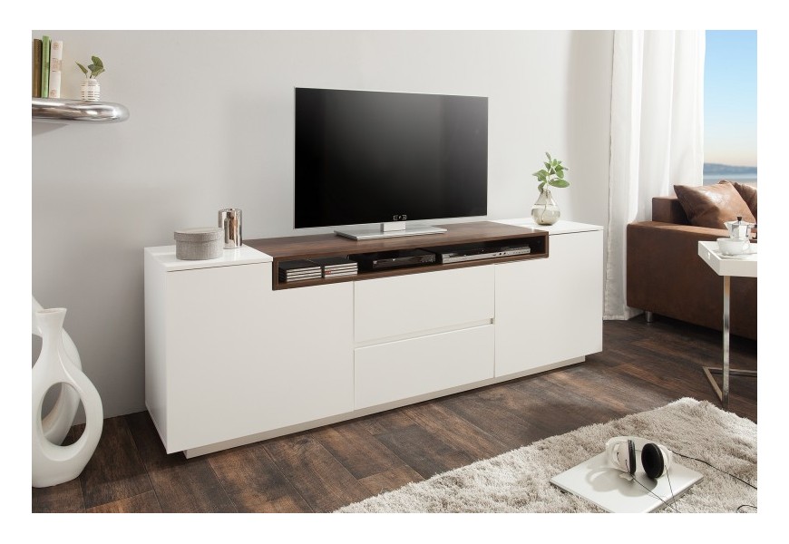 Moderní TV stolek Dalia ořech v bílé barvě 180cm