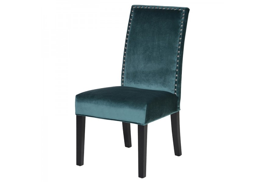 Luxusní jídelní židle Lucienne s vysokým opěradlem a tyrkysovým poťahom101cm