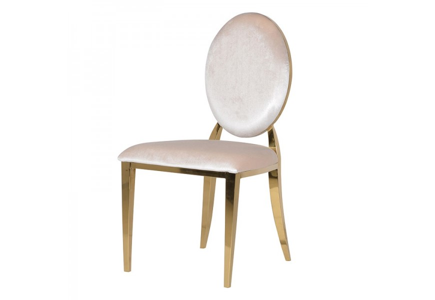 Art-deco designová jídelní židle Shantay s potahem slonovinové barvy 94cm