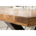 Industriální luxusní jídelní stůl Frida hnědý 200 cm z masivního dřeva