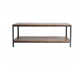 Industriální designový obdélníkový konferenční stolek Aminta mango z masivu 120 cm