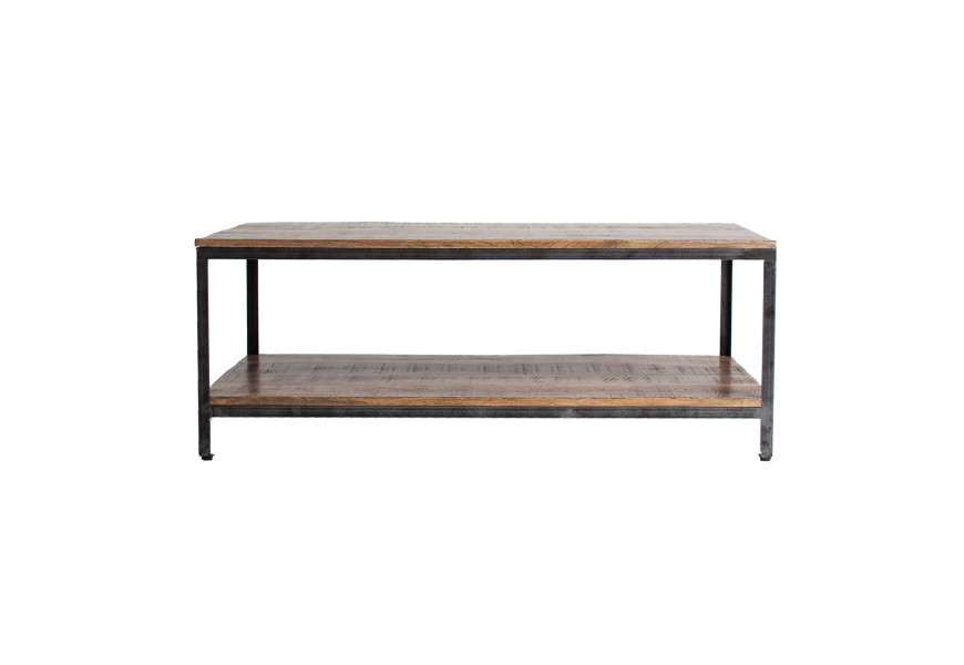 Industri&aacute;ln&iacute; designov&yacute; obd&eacute;ln&iacute;kov&yacute; konferenčn&iacute; stolek Aminta mango z masivu 120 cm